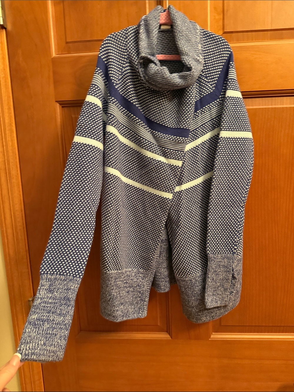 Ivivva Navy and Cream Striped Cowl Neck Sweater